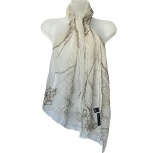 Ralph Lauren Vintage Sparkling Floral Crinkle Crepe de Chine Silk Long Scarf